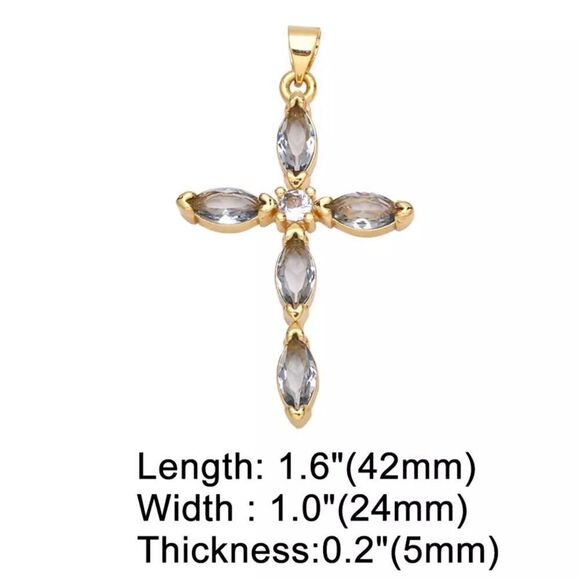 💎O3💎 2.7 ct Gray Spinel Goldtone Cross Pendant KindLuxuries - Picture 1 of 5